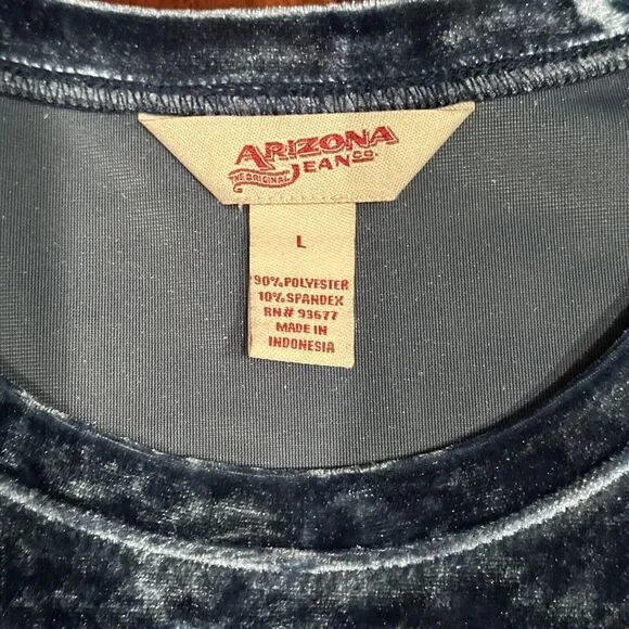 Crushed Blue Velvet Teen Youth Shirt Top Tween Girls Arizona Jeans Co L Large - Picture 3 of 7